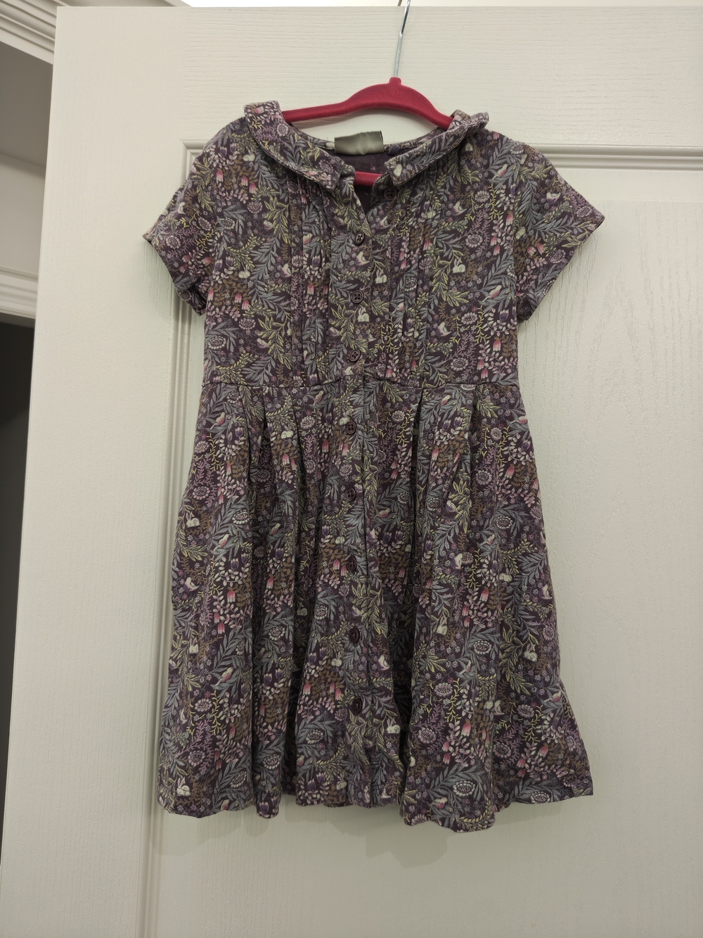 next Purple Floral Collared Fit-and-Flare Dress